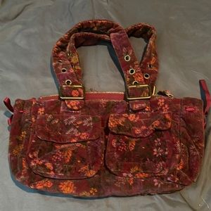 Vintage velvet Gap handbag with earth tones / small flowers